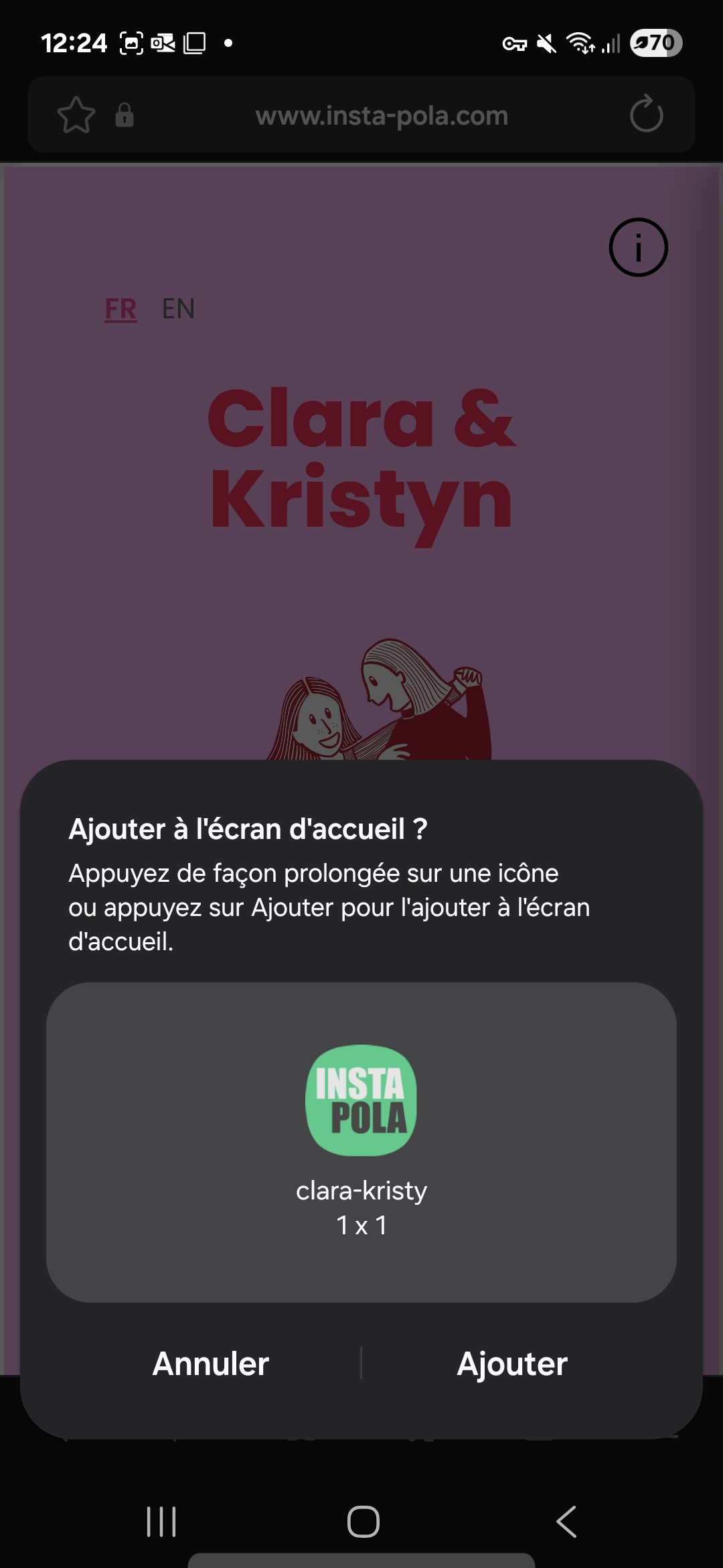 Ajout d’Insta-Pola à l’écran d’accueil (PWA)
